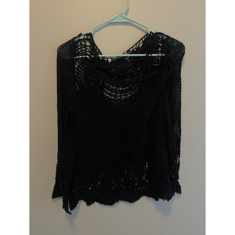 Cute black cotton spidery lacey sweater - size Medium Acemi